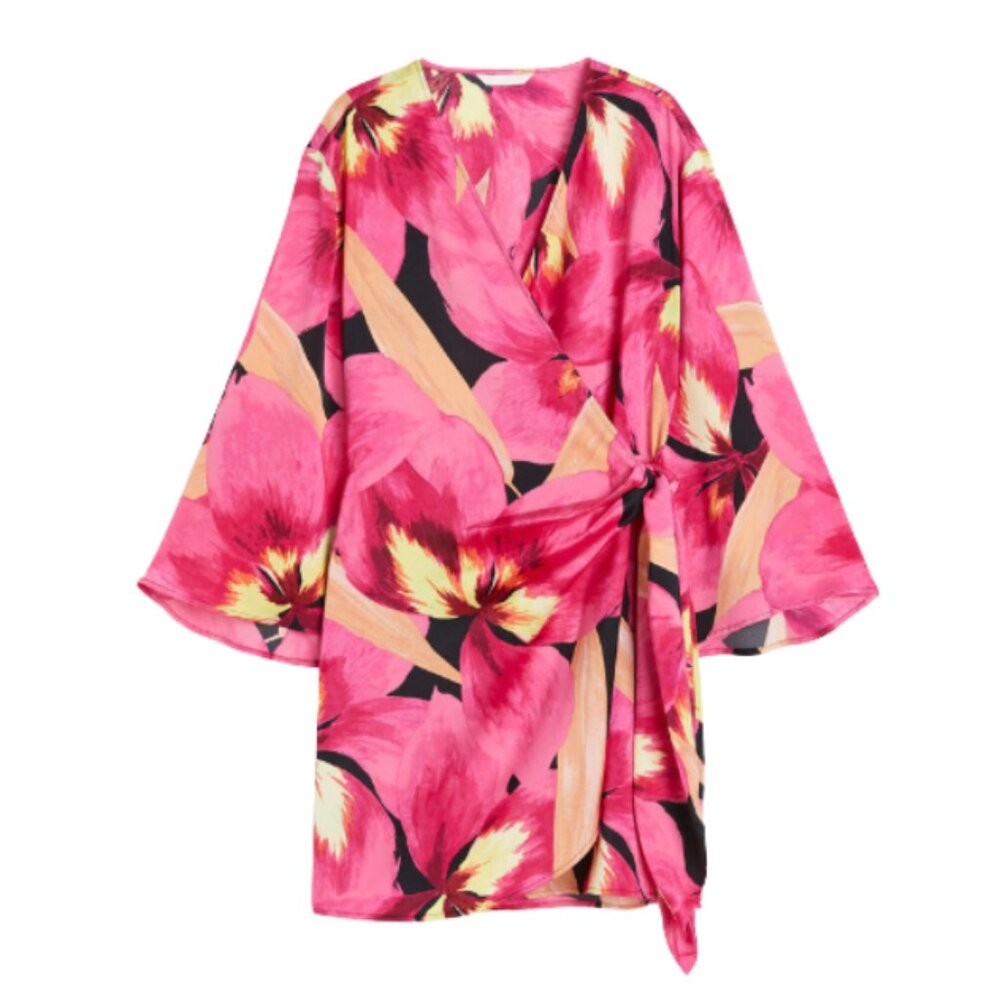 H&M Satin Wrap Dress, Size XL